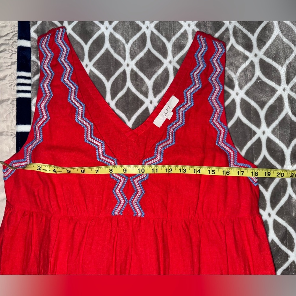 LOFT Red and Blue Embroidered Mini Dress - Picture 4 of 4